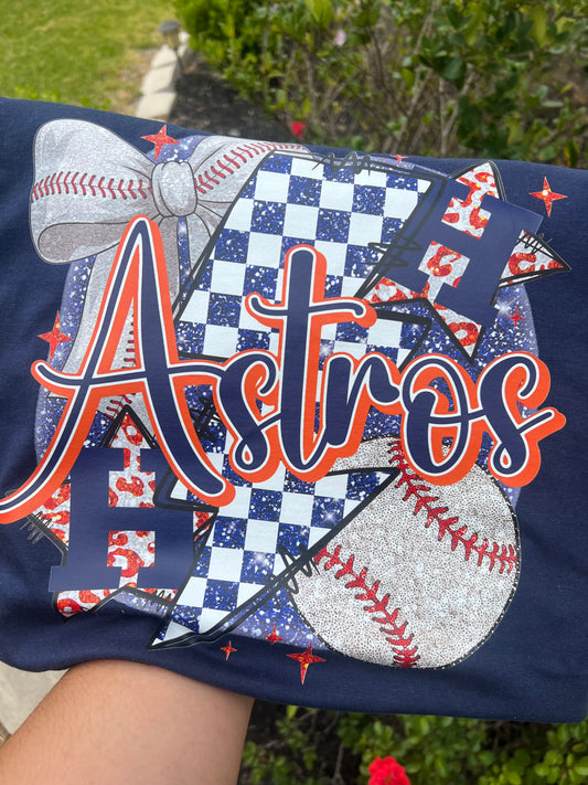 Glitter Astros w/checkered lighting bolt