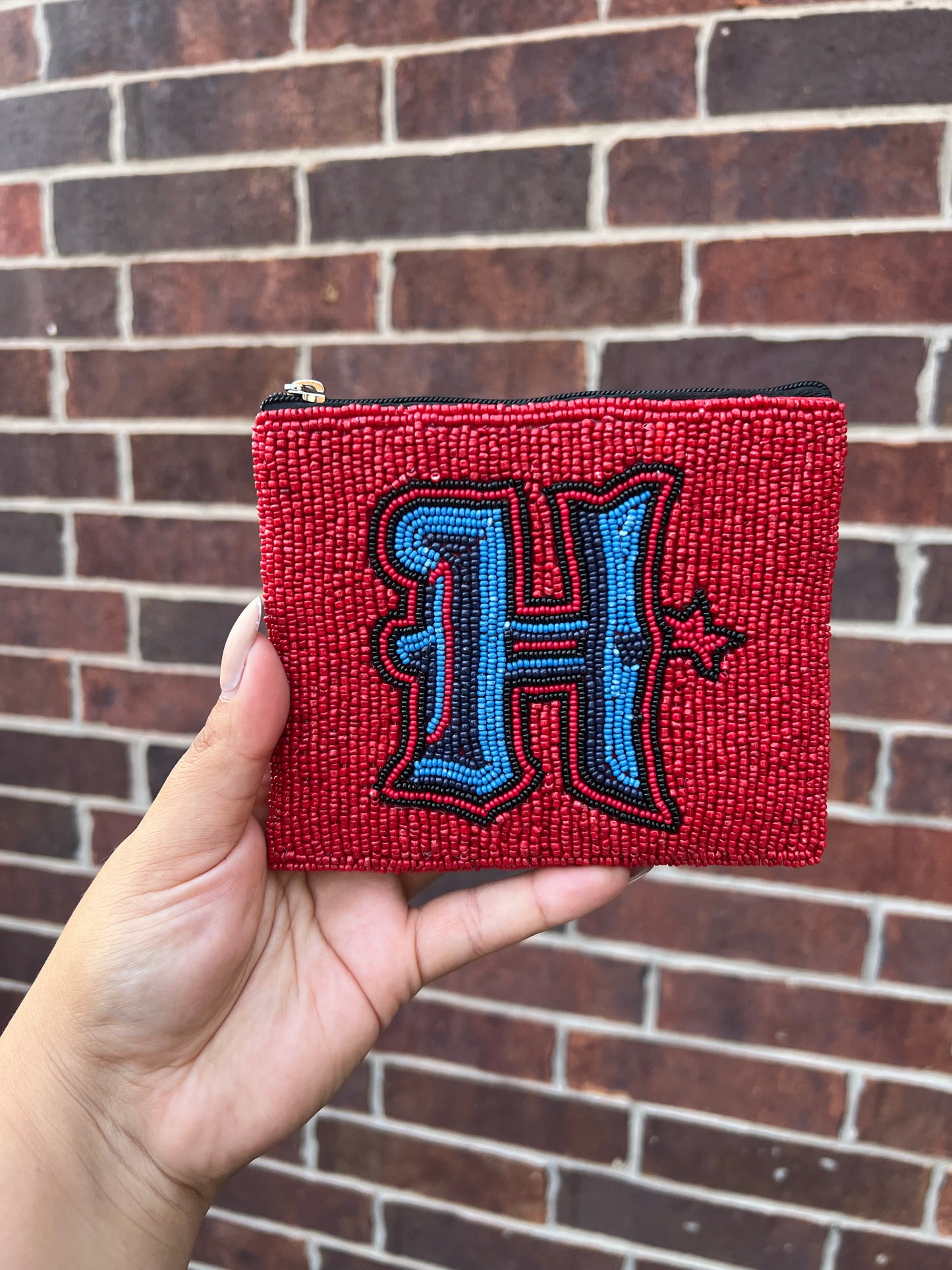 Texans beaded coin pouch