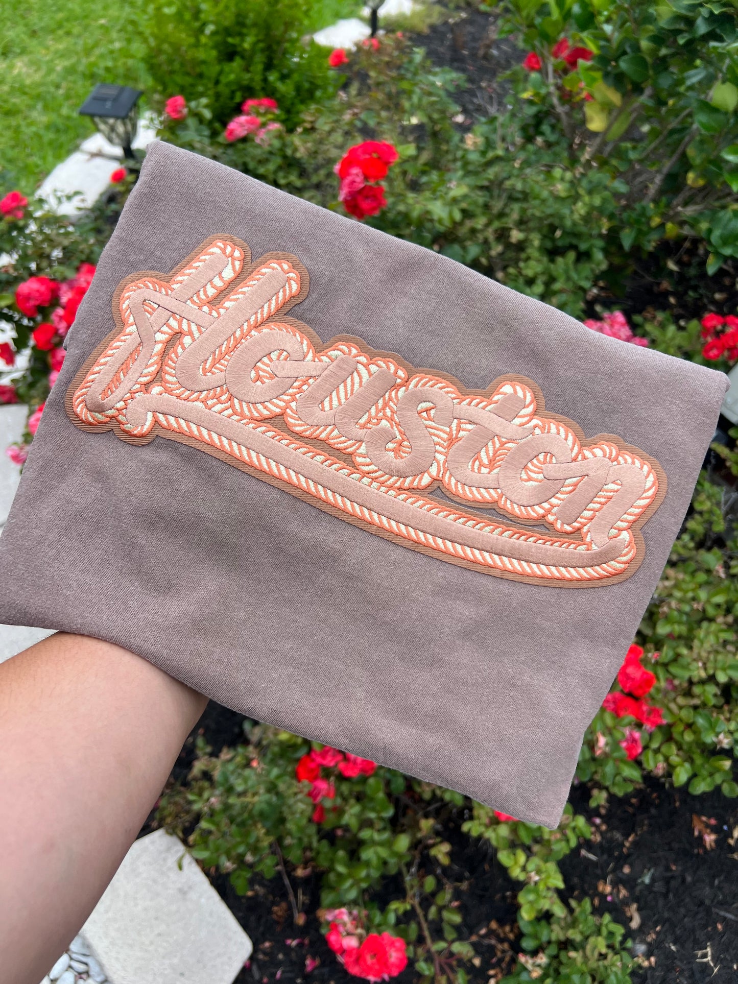 Houston Chenille Patch on Comfort Colors