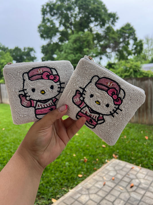 HK white and pink coin pouch