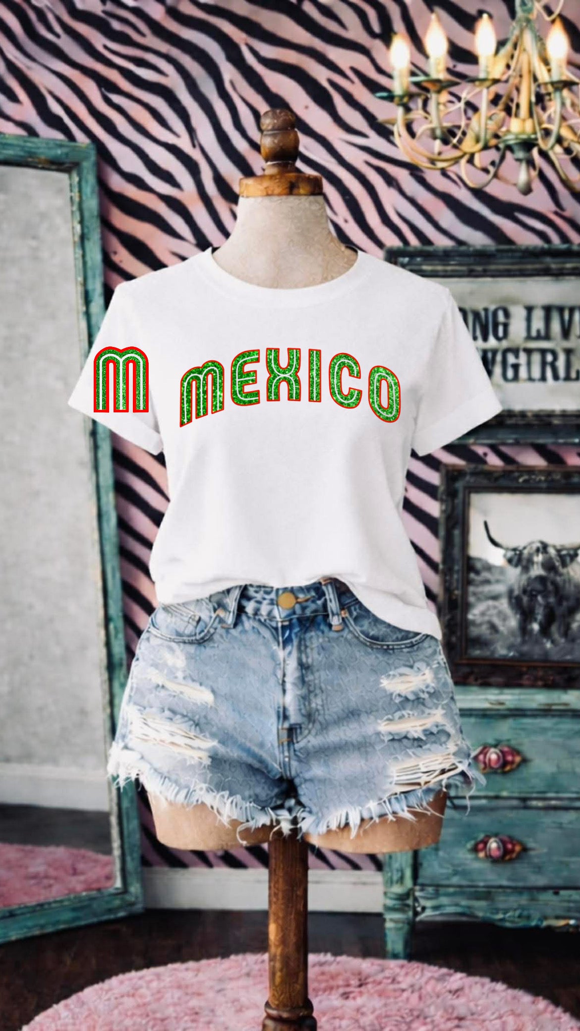 Mexico glitter Crop top