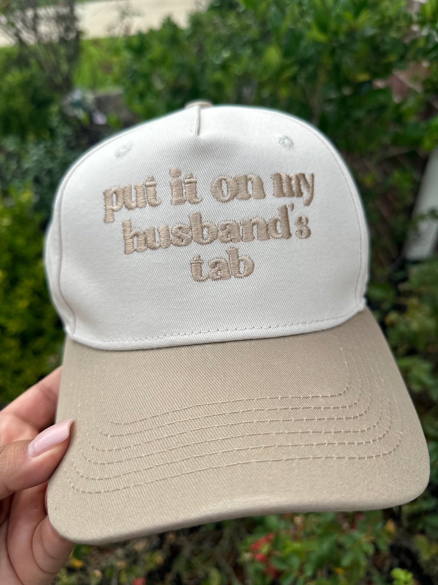 Put it on my husband’s tan cap